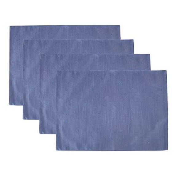 Fennco Styles Everyday Design Solid Color Placemats 14" W x 20", Set of 4 - Indigo Table Mats for Home Décor, Banquets, Family Gathering and Special Events