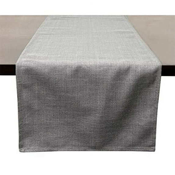 Fennco Styles Everyday Design Solid Color Table Runner 16" W x 54" L - Grey Table Cover for Home, Farmhouse Décor, Banquets, Family Gathering and Special Occasion