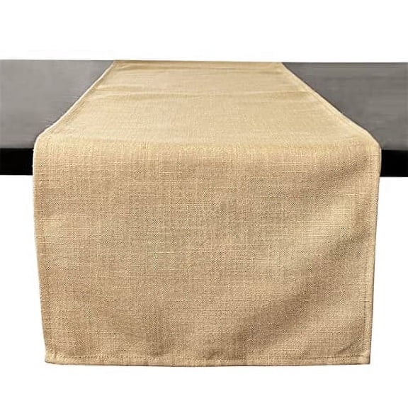 Fennco Styles Everyday Design Solid Color Table Runner 16" W x 72" L - Plain Beige Table Cover for Home, Farmhouse Décor, Banquets, Family Gathering and Special Occasion
