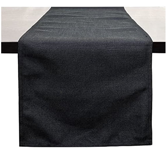 Fennco Styles Everyday Design Solid Color Table Runner 16" W x 72" L - Plain Black Table Cover for Home, Farmhouse Décor, Banquets, Family Gathering and Special Occasion