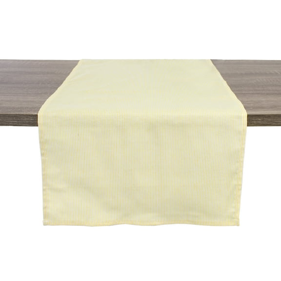 Fennco Styles Farmhouse Neutral Striped 100% Pure Cotton Table Runner 16 x 36 Inch - Yellow