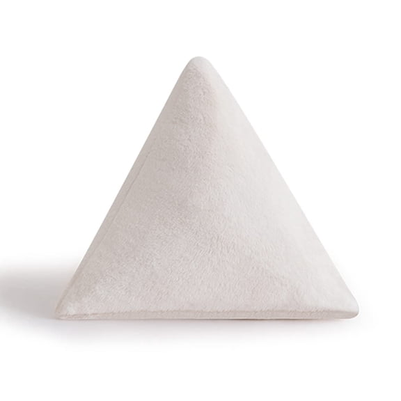 Fennco Styles Faux Fur Triangle Shaped Decorative Plush Throw Pillow 16" W x 15" L x 14" H - White Fluffy Soft 3D Cushion for Kids Room, Playroom, Bedroom, Living Room, Nursery, Office Décor