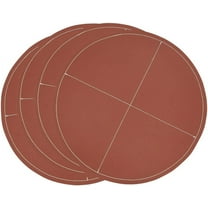 Fennco Styles Faux Leather Luxe Placemat, 15" Round, Set of 4 - Brown Modern Table Mats Heat Resistant Insulation for Home, Boho Décor, Dining Table, Banquets, Special Events