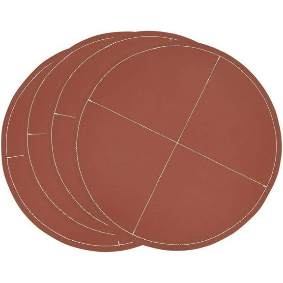 Fennco Styles Faux Leather Luxe Placemat, 15" Round, Set of 4 - Brown Modern Table Mats Heat Resistant Insulation for Home, Boho Décor, Dining Table, Banquets, Special Events