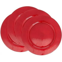 Fennco Styles Faux Mother of Pearl Charger Plates 13" Round, Set of 4 – Red Table Chargers for Weddings, Family Dinners, Special Events, Everyday Use and Home Décor