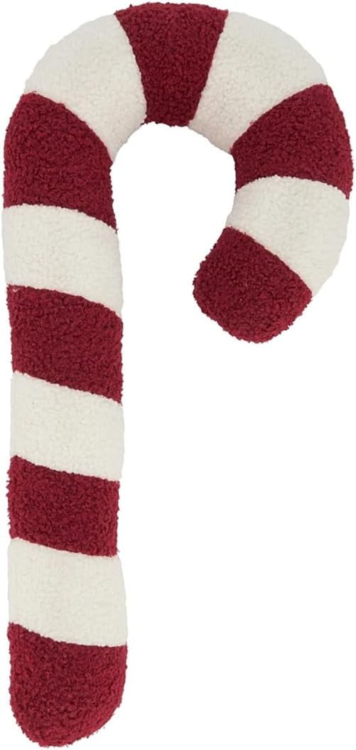 Red and White Candy Cane Shaped Holiday Throw Pillow