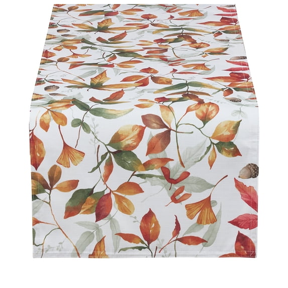 Fennco Styles Feuilles Collection Cottage Fall Leaves Printed 16 x 72 Inch Table Runner