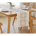 thumbnail image 1 of Fennco Styles Floral Print Braided Tassel Cotton Table Runner 14" W x 87" L - Coral-Blue Table Cover for Home, Dining Table, Banquet, Family Gathering and Special Occasion, 1 of 4