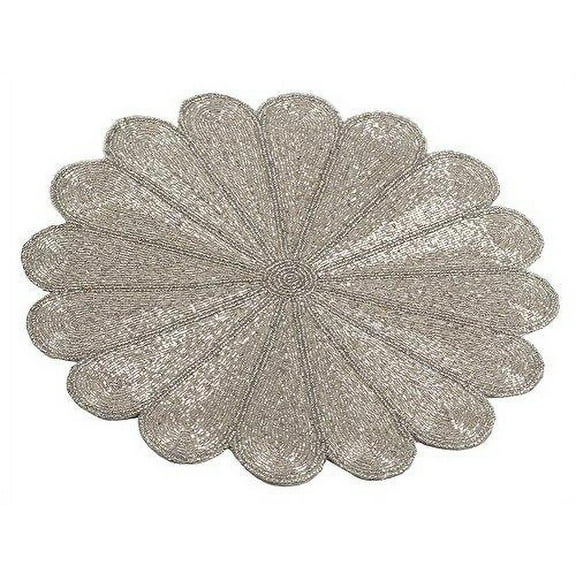 Fennco Styles Flower Design Handmade Beaded 15-inch Round Placemat - 1-Piece