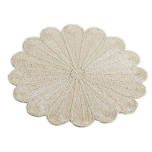 Fennco Styles Flower Design Handmade Beaded 15-inch Round Placemat - 1-Piece
