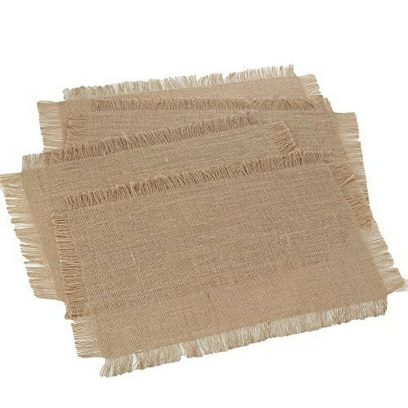 Fennco Styles Fringed Burlap Placemats, 4-piece, 7 Colors (Natural)
