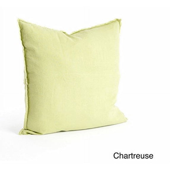 Fennco Styles Fringed Design Down Filled Linen 20-Inch Throw Pillow (Chartreuse)