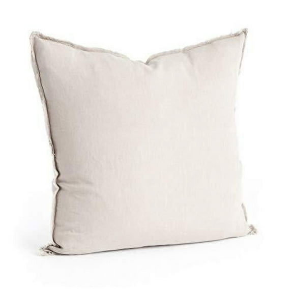 Fennco Styles Fringed Design Down Filled Linen 20-Inch Throw Pillow (Natural)