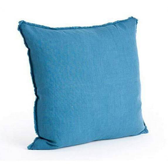 Fennco Styles Fringed Design Down Filled Linen 20-Inch Throw Pillow (Navy Blue)
