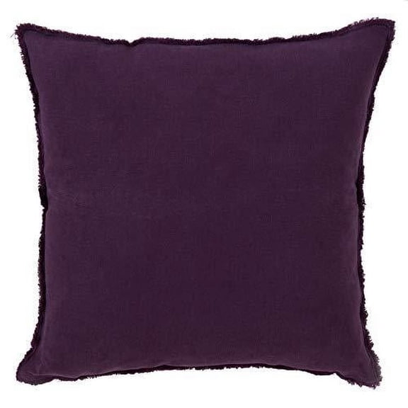 Fennco Styles Fringed Design Down Filled Linen 20-Inch Throw Pillow (Purple)