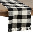 thumbnail image 1 of Fennco Styles GÃªnes Collection Buffalo Plaid Chindi 100% Cotton Table Runner 16 x 72 Inch - Black, 1 of 2