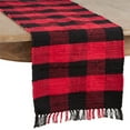 thumbnail image 1 of Fennco Styles GÃªnes Collection Buffalo Plaid Chindi 100% Cotton Table Runner 16 x 72 Inch - Red, 1 of 2
