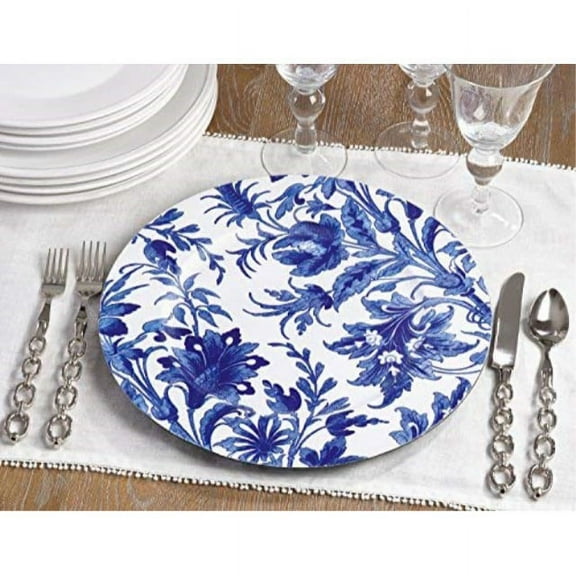 Fennco Styles Garden Flower Print Charger Plates, 4-set, 14''
