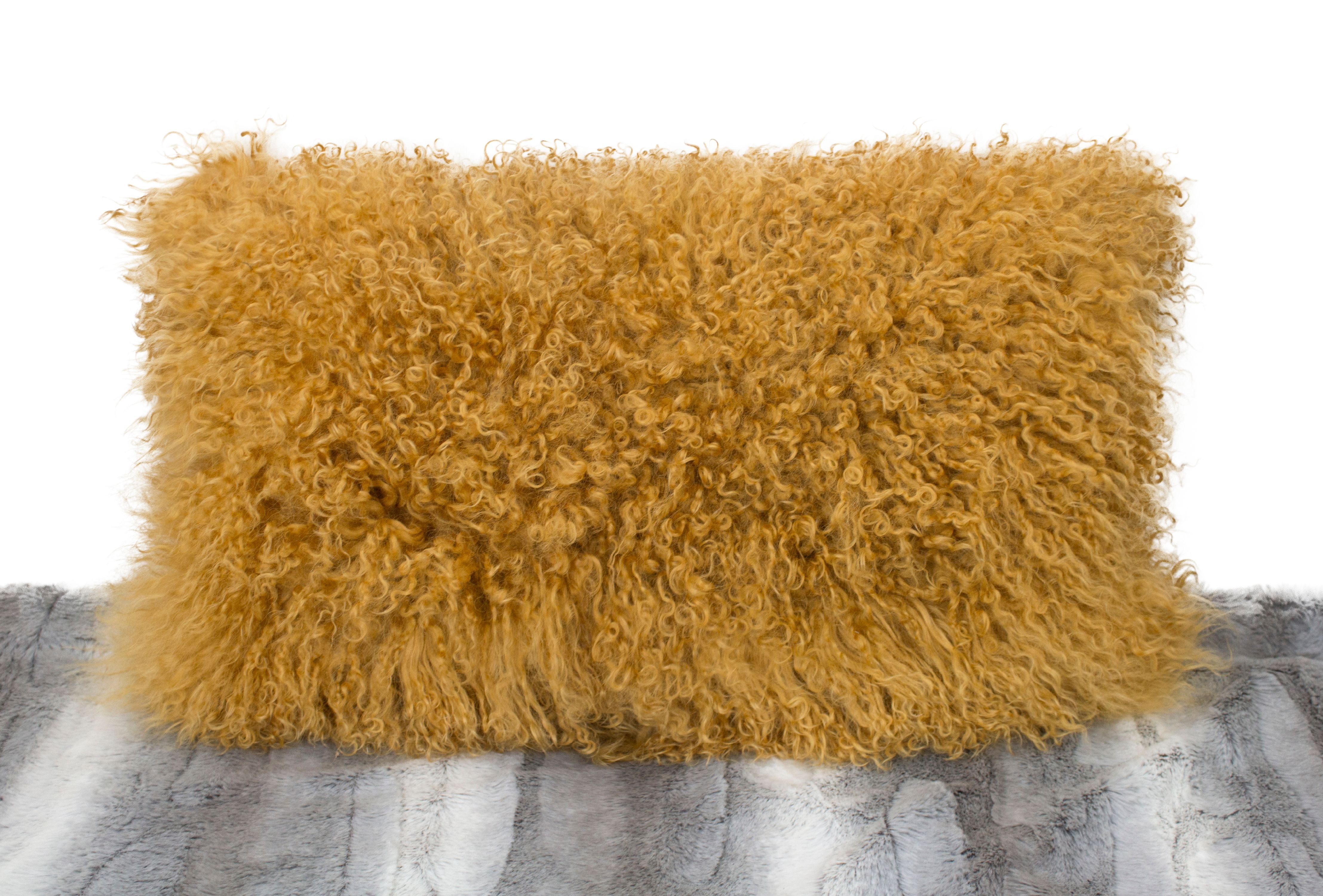 Gold mongolian online fur pillow