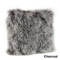 thumbnail image 1 of Fennco Styles Genuine Mongolian Lamb Fur Down Filled Decorative Throw Pillow, Many Colors (16-inch Square, Charcoal), 1 of 2