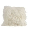 thumbnail image 1 of Fennco Styles Genuine Mongolian Lamb Fur Down Filled Decorative Throw Pillow, Many Colors (16-inch Square , Ivory ), 1 of 3
