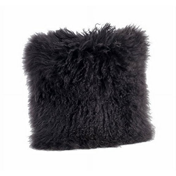 Fennco Styles Genuine Mongolian Lamb Fur Down Filled Decorative Throw Pillow, Many Colors (20-inch Square , Grey)