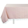 thumbnail image 1 of Fennco Styles Gingham Check Tassel Cotton Blend 55 x 70 Inch Tablecloth - Pink Table Cover for Banquets, Holiday, Special Events, Outdoor and Home Décor, 1 of 4