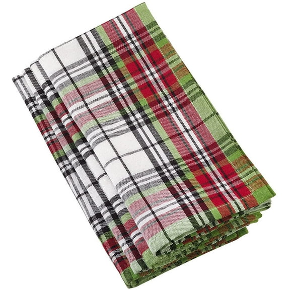 Fennco Styles Glendora Collection Classic Plaid Design Cotton Table Cloth Napkin (20"x20" Napkin-Set of 4, #1)