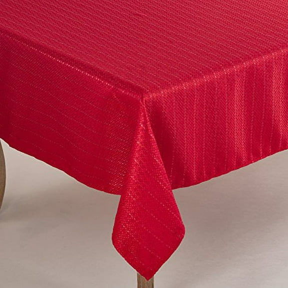 Fennco Styles Gloria Collection Stitched Design Tablecloth - 5 Sizes - 2 Colors (70" Square, Red)