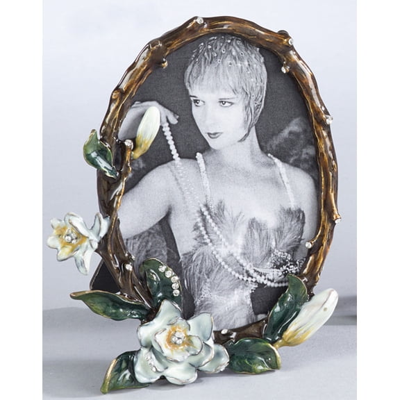 Fennco Styles Gorgeous Vintage Enamel Floral Crystal Photo Frame-3.5"x5"