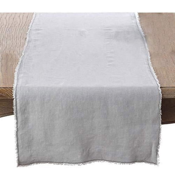 Fennco Styles Graciella Fringed Stone Washed Design 100% Linen Table Runner - 16"x72"