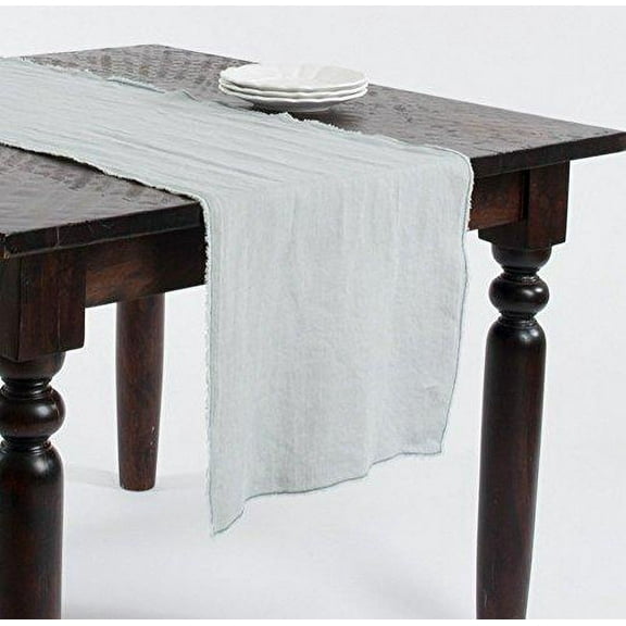 Fennco Styles Graciella Fringed Stone Washed Design Table Runner - 16"x72" - 9 Colors (Blue-Grey)