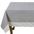 thumbnail image 1 of Fennco Styles Grey and White Two Tone Banded Border Tablecloth 67 x 67 Inch - Classic Table Cover for Everyday Use, Banquets, Family Gathering and Special Events, 1 of 4