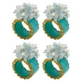 thumbnail image 1 of Fennco Styles Hand Beaded Flower Resin Napkin Rings, Set of 4 - Aqua Petal Decorative Napkin Holders for Christmas, Home, Dining Room, Banquet, Family Gathering, Holiday and Special Occasion, 1 of 3