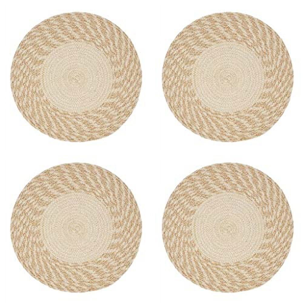 Natural Hand Braided Cotton Round Placemats, Set of 4