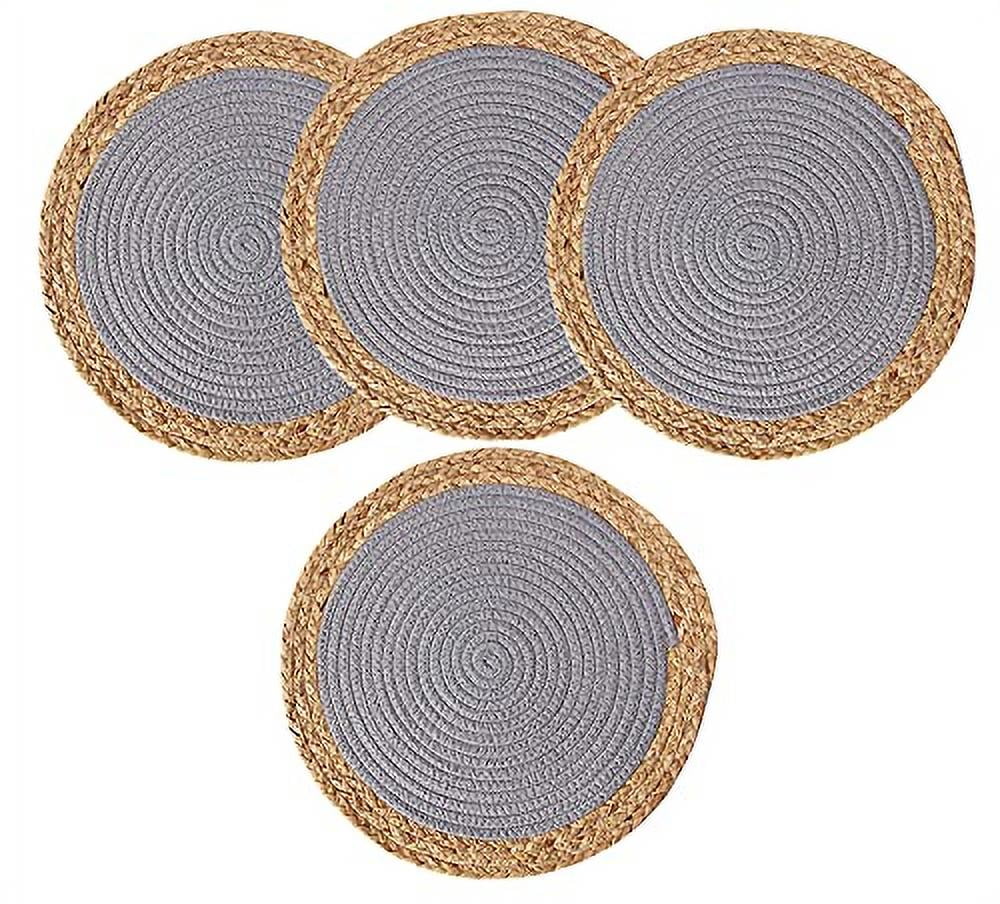 Fennco Styles HandWoven Rattan Cotton Rope Placemats 12Inch Round
