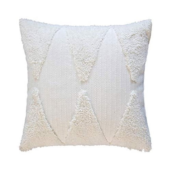 Fennco Styles Handcrafted Tufted Geometric Decorative Throw Pillow Cover & Insert 20" W x 20" L - White Cushion for Home, Couch, Living Room, Bedroom, Living Room, Office Décor