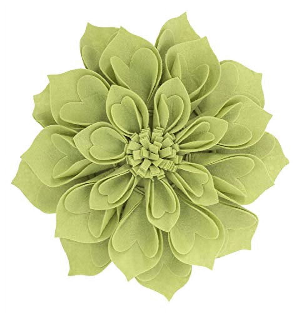Fennco Styles Handmade 3D Heart-Shaped Petals Flower Decorative Throw Pillow Cover 13 Inch Round - Lime Floral Pillow Case for Couch, Home Décor, Bedroom Décor and Holiday, Housewarming Gift