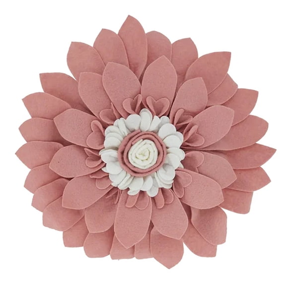 Fennco Styles Handmade 3D Sunflower Decorative Throw Pillow 13 inch Round - Garden Flower Pillow for Couch, Living Room, Bedroom and Office Décor