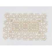 Fennco Styles Handmade All-Over Tatting Lace Doily 100% Cotton - Set of 4 6"x10" Rectangular Doily, Ecru