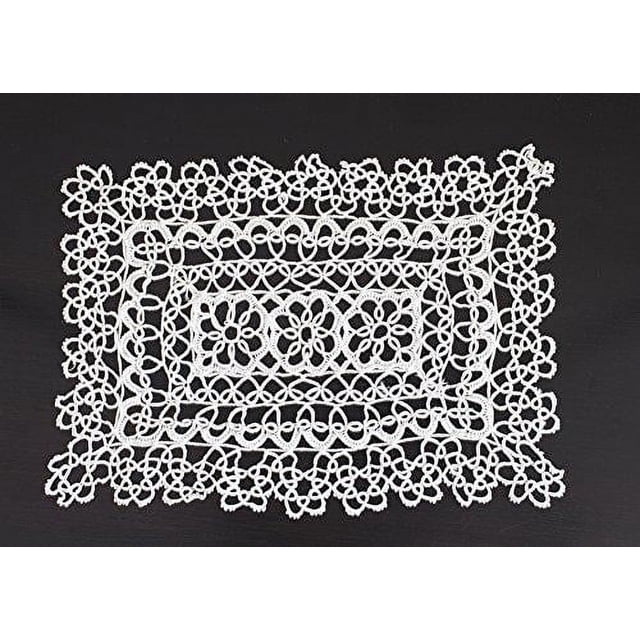 Fennco Styles Handmade All-Over Tatting Lace Doily 100% Cotton - Set of ...