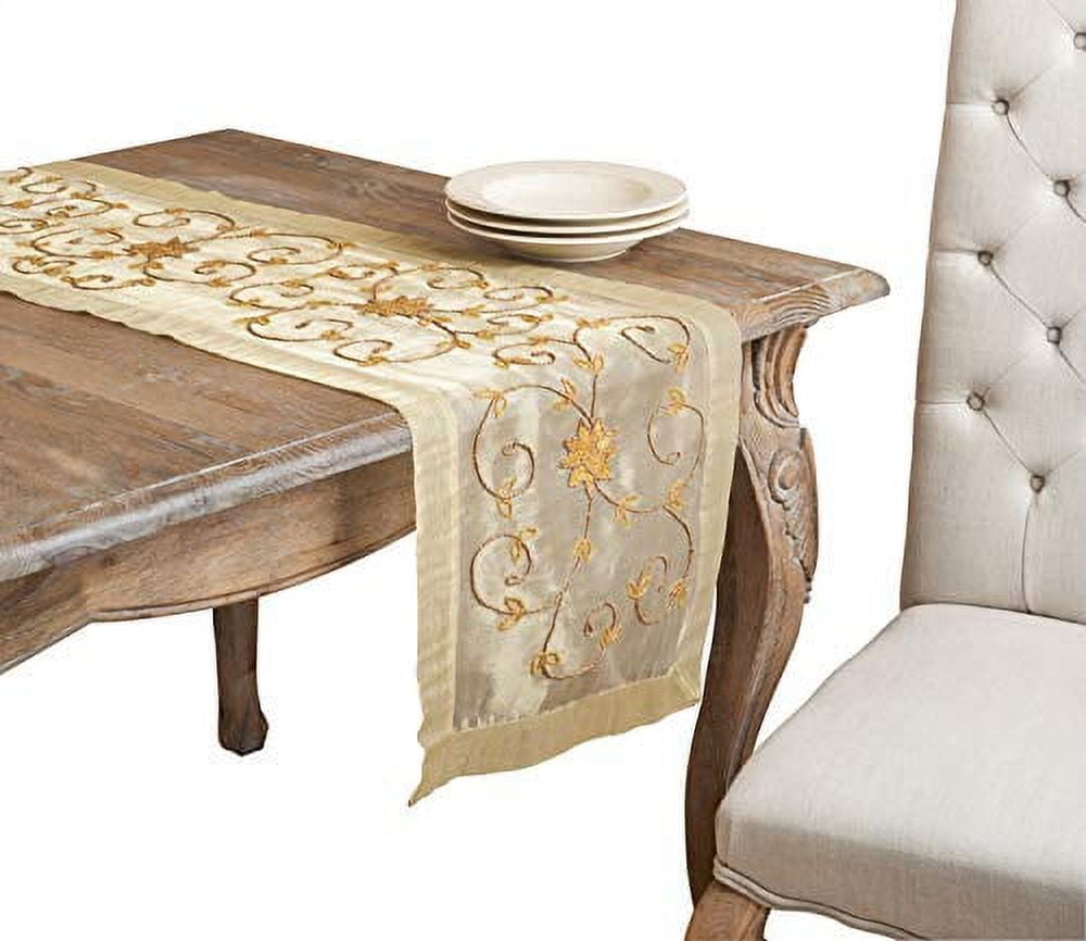 Gold Handmade Beaded Polyester Table Runner