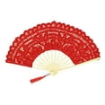thumbnail image 1 of Fennco Styles Handmade Crochet Cotton Lace with Tassels Wedding Bridal Decoration Hand Folding Fan, 1 of 13