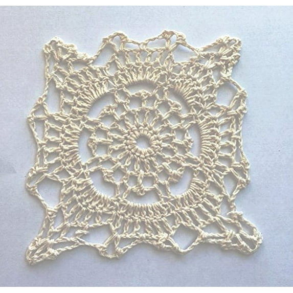 Fennco Styles Handmade Crochet Lace Cotton Doilies - 4-inch Square (4-pack, Beige)