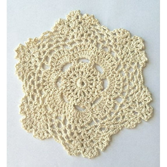 Fennco Styles Handmade Crochet Lace Cotton Doilies - 6-inch Round (12-pack, Beige)