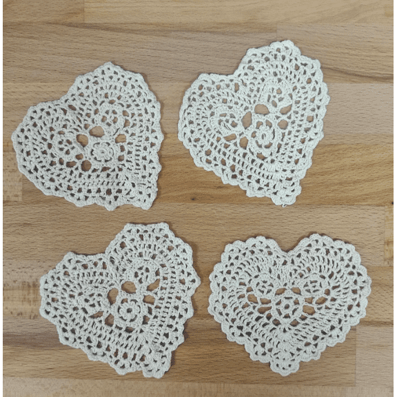 Fennco Styles Handmade Crochet Lace Heart Shape Centerpiece Doily - 5 Sizes - 2 Colors