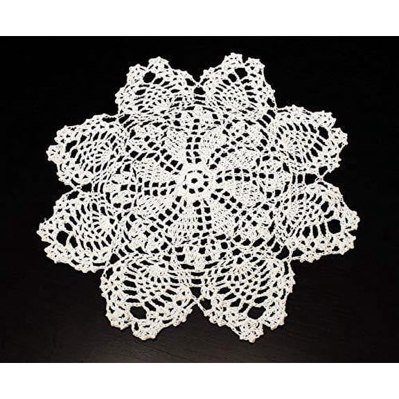Fennco Styles Handmade Crochet Lace Pineapple Doilies, Set of 4 - White Coasters for Home Decor, Dining Table, Banquets, Wedding and Tea Party