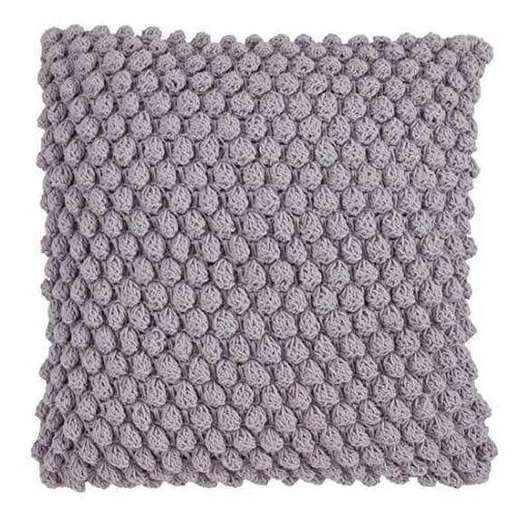 Fennco Styles Handmade Crochet Pompom Cotton Decorative Throw Pillow with Down Filled Insert 20 x 20 Inch
