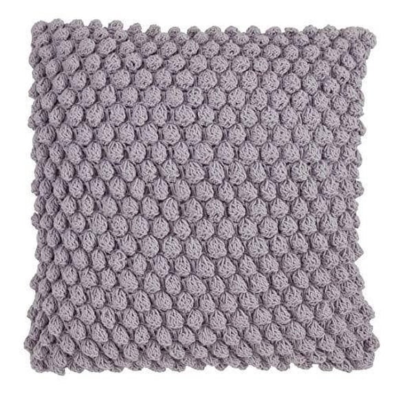Fennco Styles Handmade Crochet Pompom Cotton Decorative Throw Pillow with Down Filled Insert 20 x 20 Inch