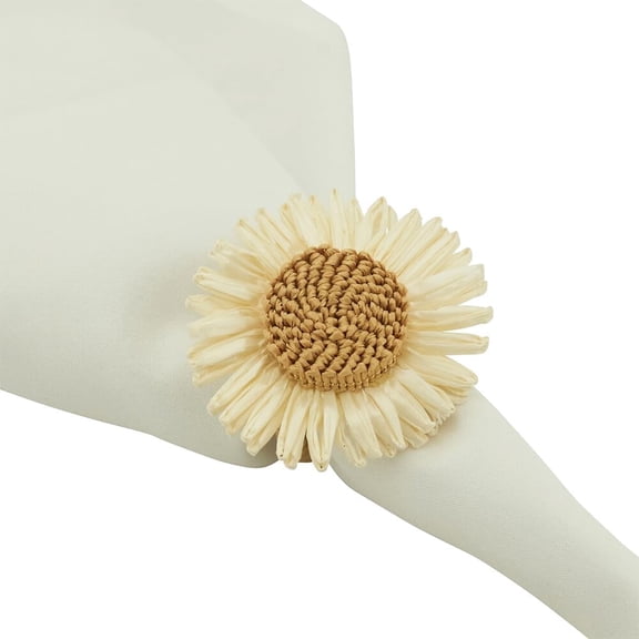 Fennco Styles Handmade Flower Design Decorative Napkin Rings, Set of 4 - White Floral Napkin Holders for Dining Table, Banquet, Spring and Summer Dcor and Special Event